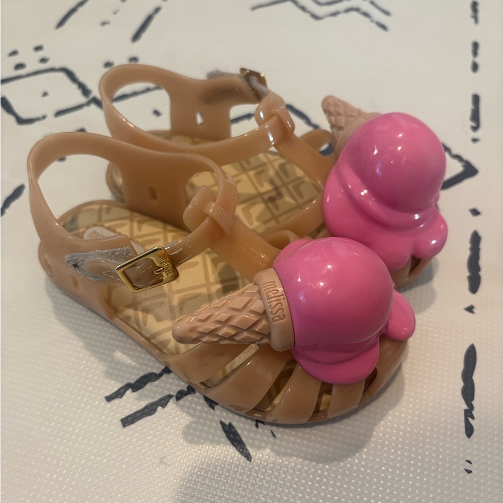 Mini Melissa Kids' Pink and Tan Ice Cream Sandals Size 9